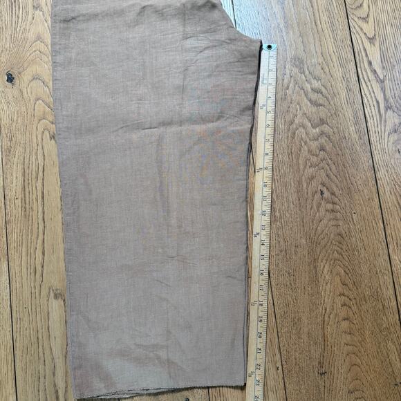 Eileen Fisher Brown Linen Crop Wide Leg Pants SZ L Zip Hook Eye Pockets Minimal - Picture 9 of 12
